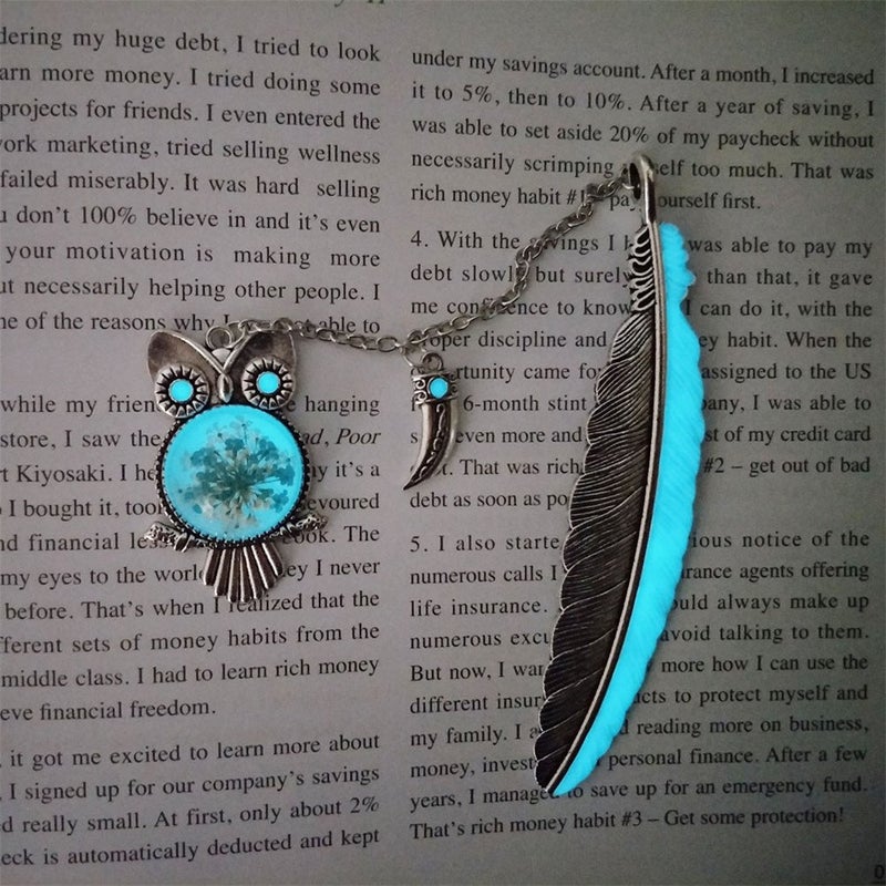 Mshion Luminous Bookmark, Retro Glow in The Dark Reading Bookmarks for Women Men Lovers,Book Markers with Pendant Holiday Gifts - Image 5